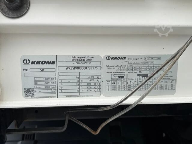 Skyvbare presenninger Krone SD Schuifzeil -Dak / BPW-Disc / Huckepack!