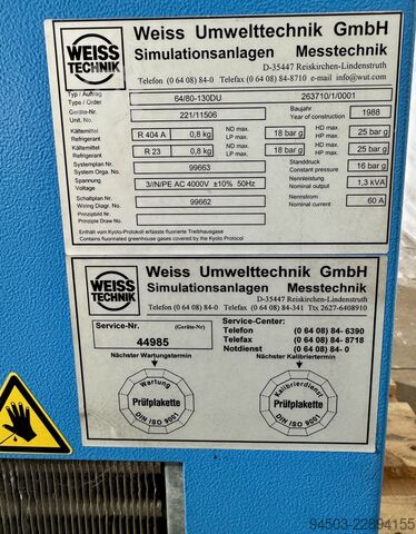 Komora za ispitivanje klime / simulacija okoliša Weiss Umwelttechnik 64/80-130DU