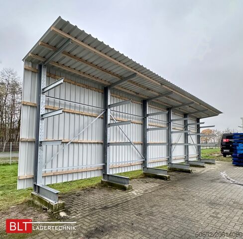 Utkragningsställ Kragarmregal mit Dach & Rückwand H:400cm Fuß + 3 Ebenen