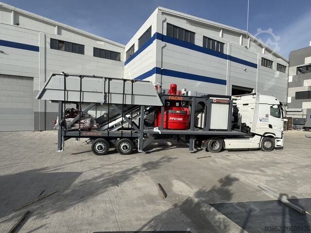 Central de mistura de betão Polygonmach mobile 60m3 concrete plant self-erected