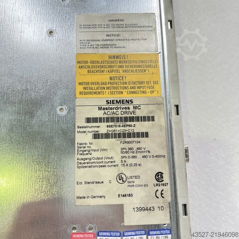 Electronics / Drive technology SIEMENS 6SE7015-0EP50-Z