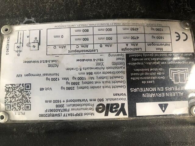 Carretilla elevadora Yale ERP18ATF