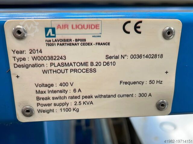 Machine de découpe au plasma AIR Liquide Plasmatome 20B