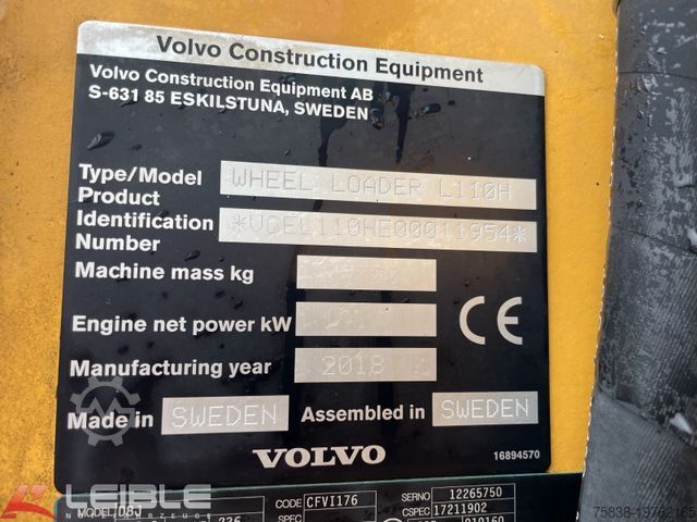 装载机 VOLVO L110H*2018*Hochkippschaufel*9,5m³*