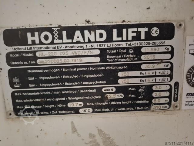 Käärkahveltõstuk Holland Lift HL-220 D25 4WD/P/N