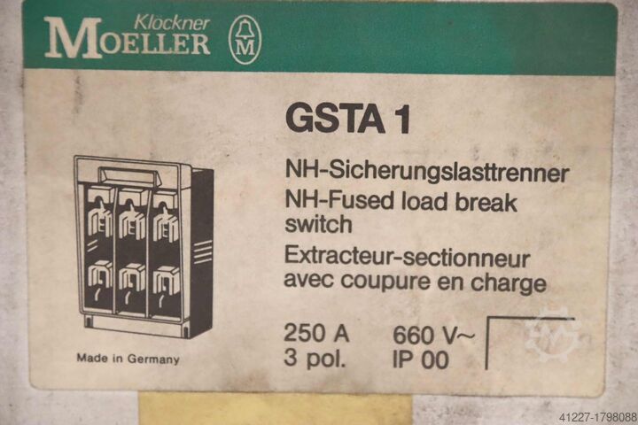 Lasttrennschalter NH-Sicherungslasttrenner Klöckner Moeller** GSTA1  250 A