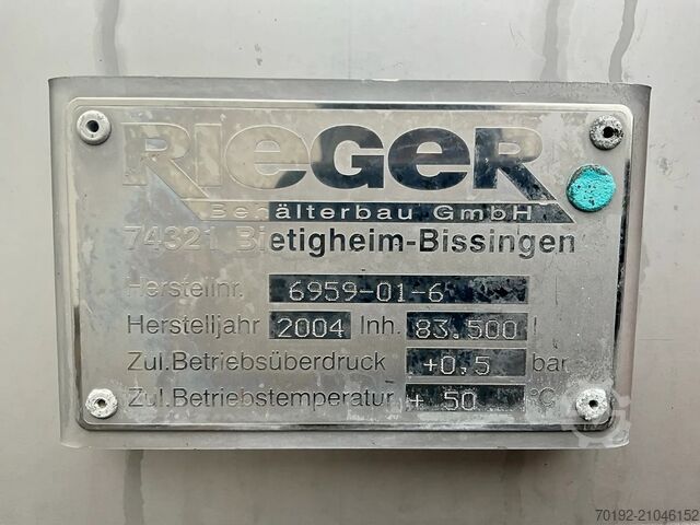 Δεξαμενή αποθήκευσης 83500 λίτρων από V2A Rieger 9199