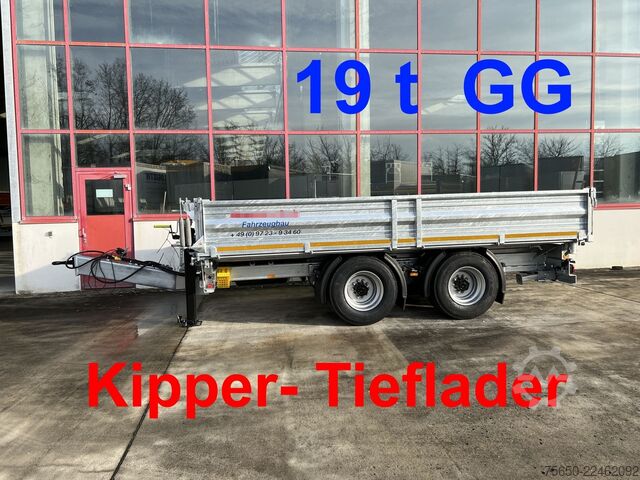 Rimorkio me karroceri të kthyeshme Möslein TTD 19 B  19 t Tandemkipper- Tieflader, Breitbereifung
