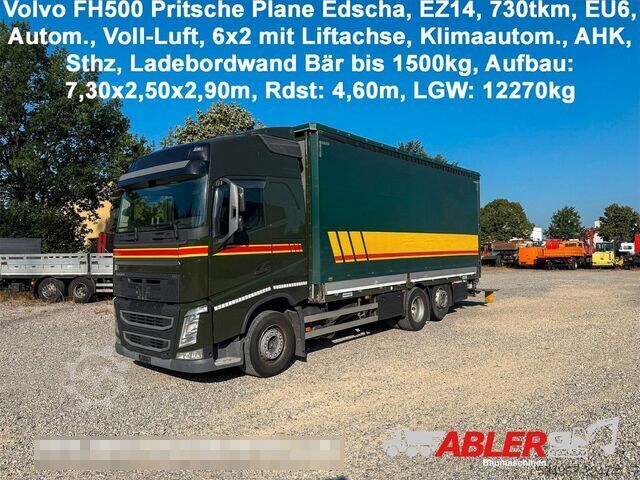 รถบรรทุกพื้นเรียบพร้อมผ้าใบคลุม VOLVO FH500 Pritsche Plane Edscha Autom.