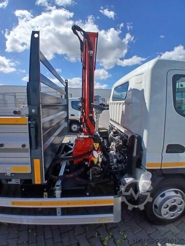 크레인 탑재 덤프 트럭 Fuso Canter 7C15 Fassi Kran 3-seiten Kipper