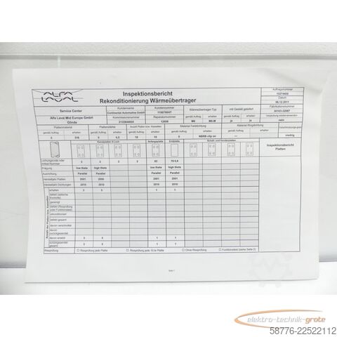 Компонент Alfa Laval M6-MFM Plattenwärmetauscher 30103-32067 mit Inspektionsbericht