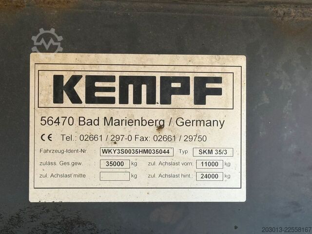 Kippers oplegger KEMPF SKM 35/3 AK Kippaufl. 30 m³ Achse *1 Liftachs