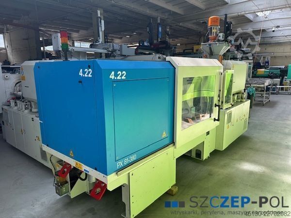 KraussMaffei KM 81-380 PX mit dem Roboter Sepro Indus