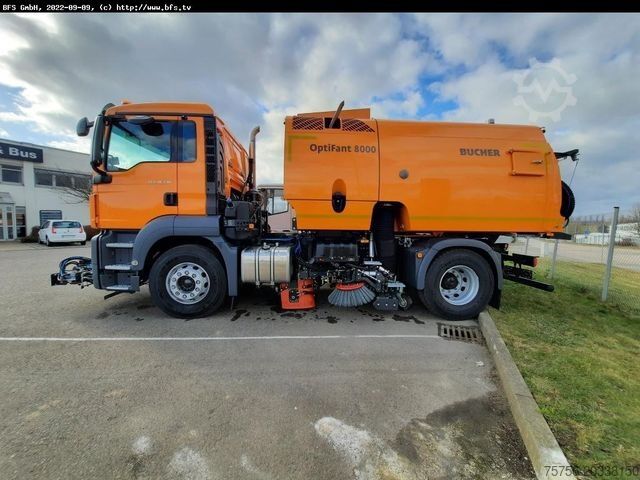Road sweeper MAN TGS 18.420 4X2 BL Bucher OF 8000 TWIN beidseitig