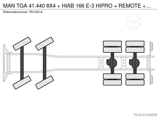 نظام ذراع الخطاف MAN TGA 41.440 8X4 + HIAB 166 E-3 HIPRO + REMOTE + ...