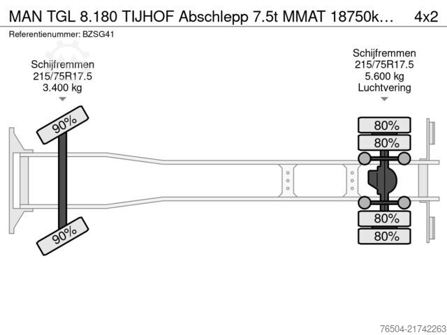 Xe tải vận chuyển ô tô MAN TGL 8.180 TIJHOF Abschlepp 7.5t MMAT 18750kg 6...