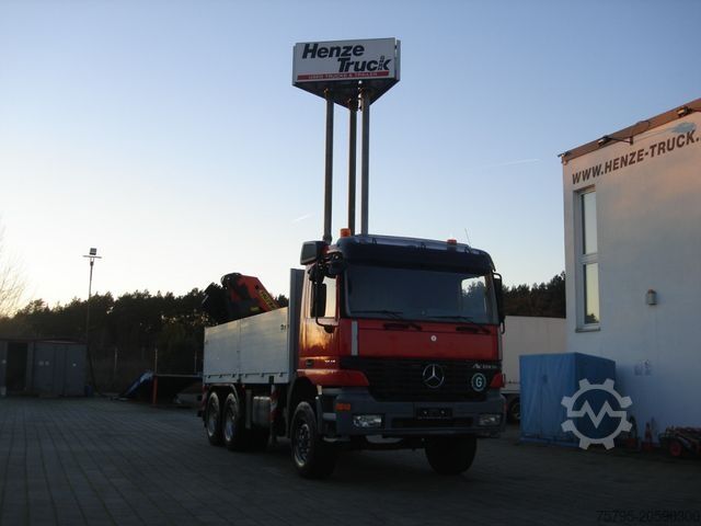 Flatbed truck MERCEDES-BENZ Actros 2640 6x4 Pritsche Heckkran PK 27.000 Kran