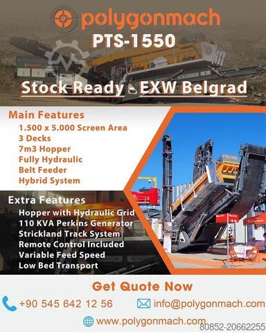 מפעל ריסוק Polygonmach PTS155   1500x5000mm  3 decks  track screen