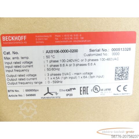 Komponen Beckhoff Beckhoff AX5106 SN: ! -