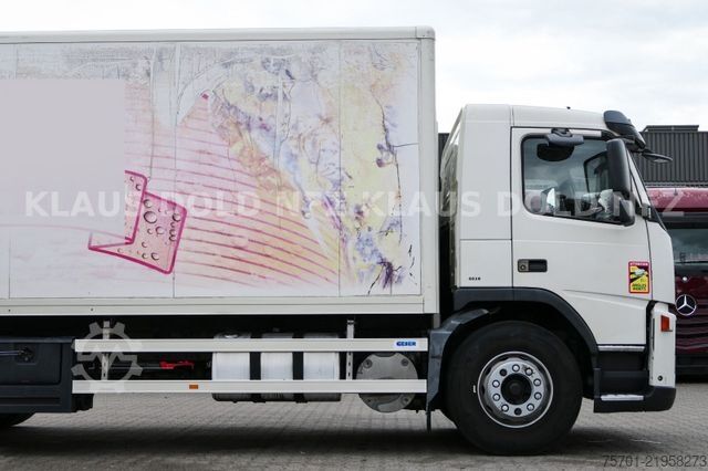 Flatbed truck with tarp VOLVO FM9-260 Koffer Blatt/Luft alte Tacho LBW