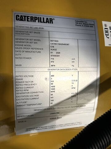 Aggregato CAT DE715E0 - 715kVA Generator - DPX-18030