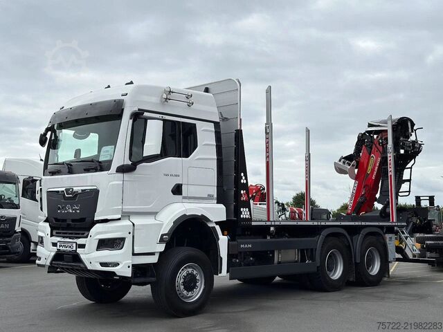 Transportador de madeira MAN TGS 33.520 6x6 BL Kurzholz Plattform Epsilon Kran