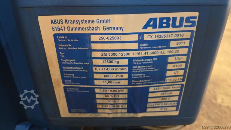 мостовой кран Abus 12.500 KG x 5740 mm