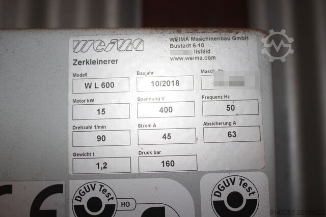 WL 600 (parçalayıcı) & C 170 (briket presi) WEIMA Maschinenbau GmbH WL 600 (Zerkleinerer) & C 170 (Brikettpr