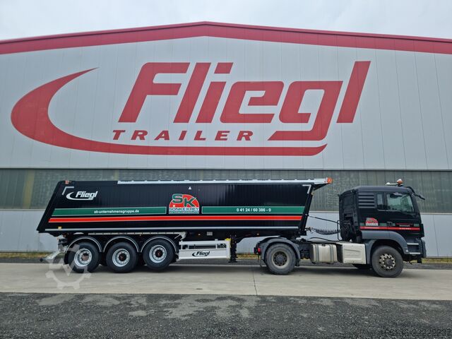 Trailer truk bak jungkit Fliegl 3-Achs Sattelkipper Alu 40 m³