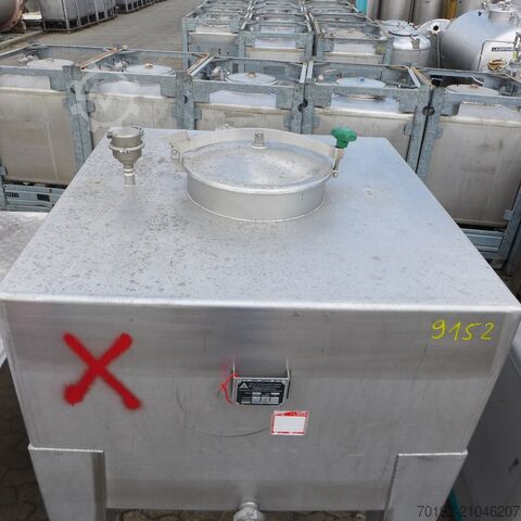 Pravokutni spremnik od 1100 litara izrađen od V4A nehrđajućeg čelika ASCA Apparate Behälterbau 9152