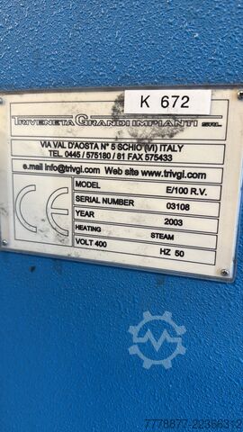Máy sấy công nghiệp gia nhiệt bằng hơi nước Triveneta Grandi Impianti E/100 R.V.