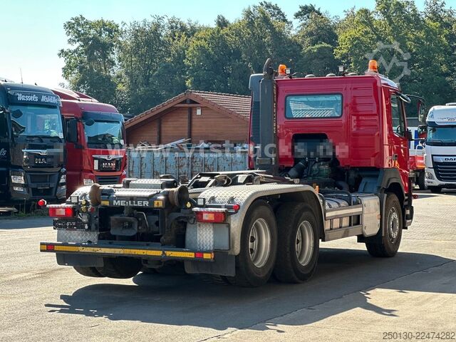 Truk container hook arm (roll-off) VOLVO FMX 460 6x4 BL MEILLER RS 21 AK TAAXLIFT TANDEM