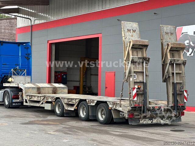 Trailer low loader MÜLLER-MITTELTAL TS3 Rm Lenk/Lift Radmulden Hydraulik/Rampen