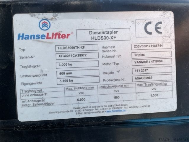 Diesel Forklift Hanselifter HLDS3060TH - XF