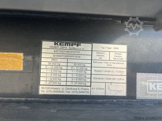 टिपर सेमिट्रेलर KEMPF SKM 39 ALU-KASTENMULDE 55M³ ROLLPLANE