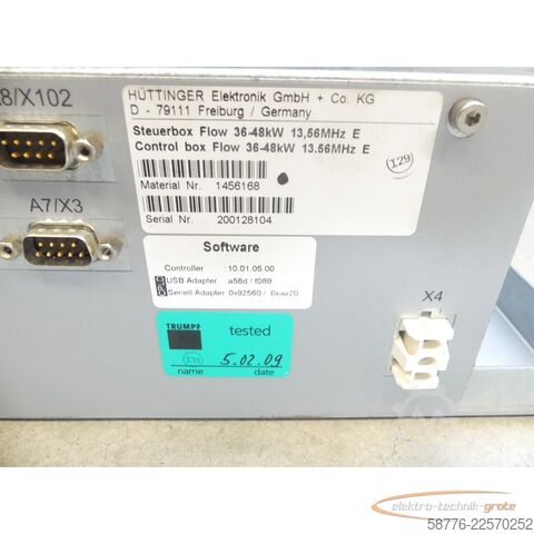 Komponenta Trumpf / Hüttinger 1456168 Steuerbox Flow 36-48kW SN: 200128104 - 13,56MHz E