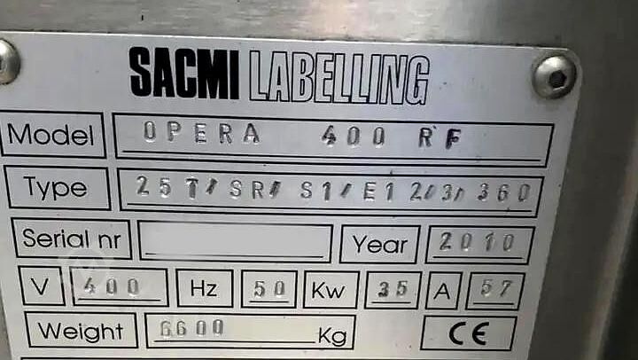 Echipament de etichetare SACMI Labelling S.p.A. Opera 400 RF