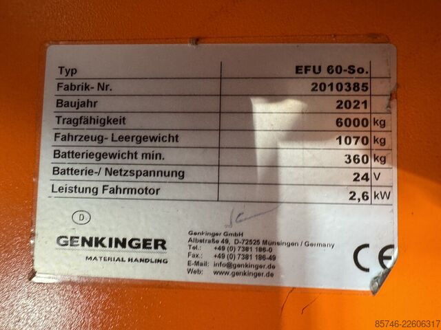 EFU 60 So * ( ৬.০ টন @ ৮৫০ মিমি !! ) GENKINGER EFU 60 So * ( 6.0 T @ 850 MM !! )
