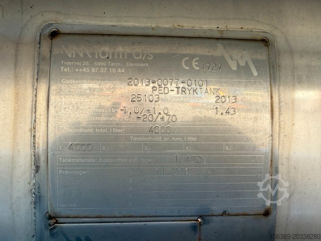 Вакуумен цистерна камион MAN TGM 14.250 VM-Tarm Stainless Steel 4000 l. Kombi