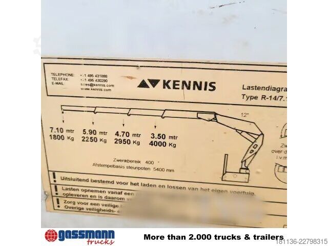 Semirimorchio con telone  Baustoff-Auflieger, Rollkran Kennis 14R,