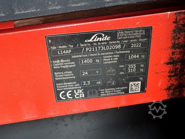 2022 servis + UVV do 09/2027, 7 209 provozních hodin Linde L14AP