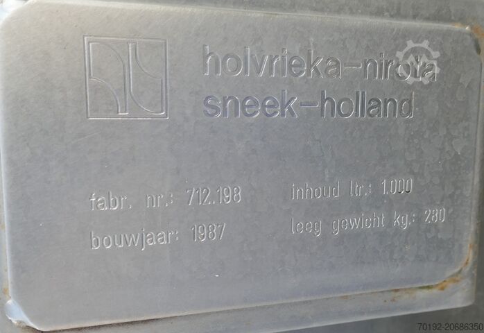 1000 Liter Behälter aus V4A Holvrieka B0090