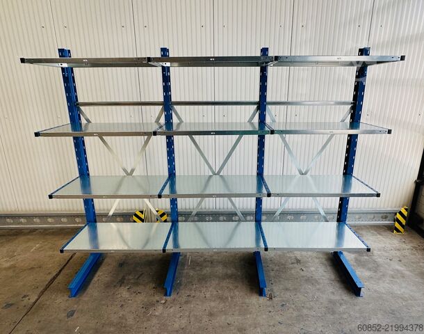 Estantería cantilever ca. 3,15 lfm. Kragarmregal mit Fachböden H: 250cm 140 kg/Arm META Multistrong