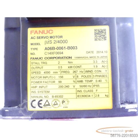 Unidad de control Fanuc A06B-0061-B003 Servo Motor SN C14XF0694 mit Pulsecoder