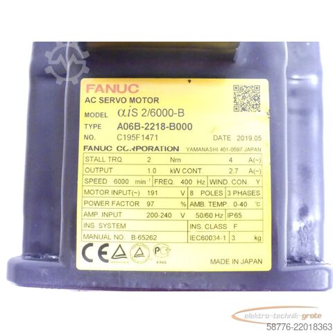 Unidad de control Fanuc A06B-2218-B000 Servo Motor SN C195F1471 + Pulsecoder A860-2050-T321