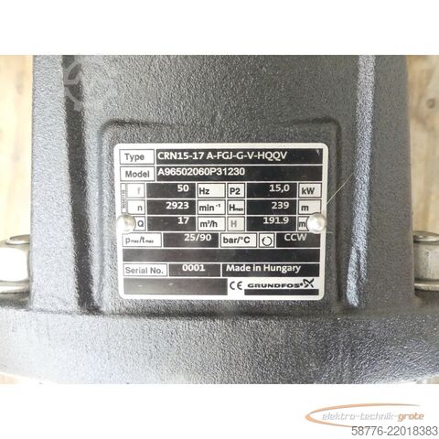 Komponenta Grundfos CRN15-17 A-FGJ-G-V-HQQV Pumpe + MG160MD2-42FF300-H3 --