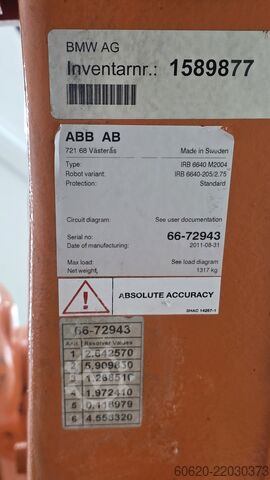 Industrijski robot ABB IRB 6640-205/2.75 ABB IRB 6640-205/2.75