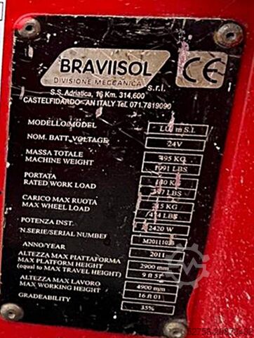 Scherenhebebühne Braviisol Leonardo Lui Mini Senkrechtlift