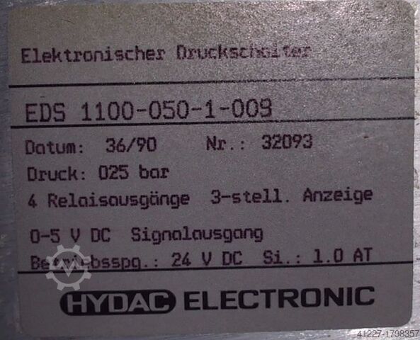 Pneumatic pressure switches Hydac EDS 1100-050-1-009
