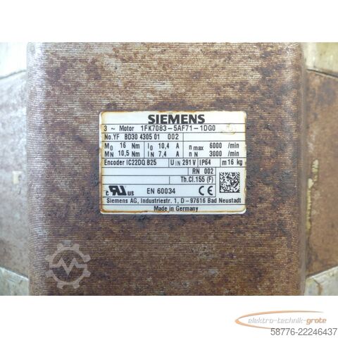 μονάδα ελέγχου Siemens Rotor für 1FK7083-5AF71 Motor SN: YFBD30430501002